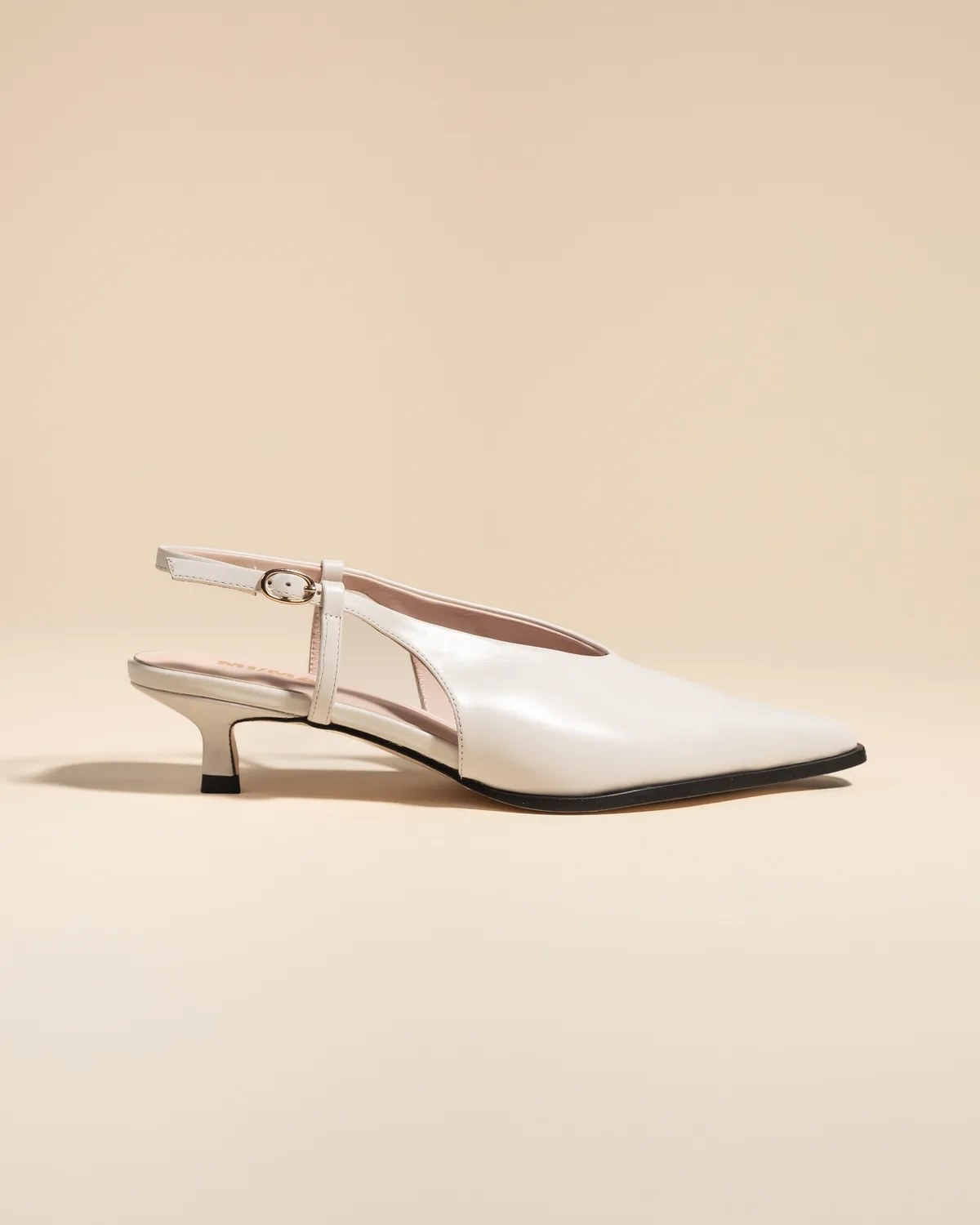 Mi/Mai Marina White escarpins slingback cuir 4 cm
