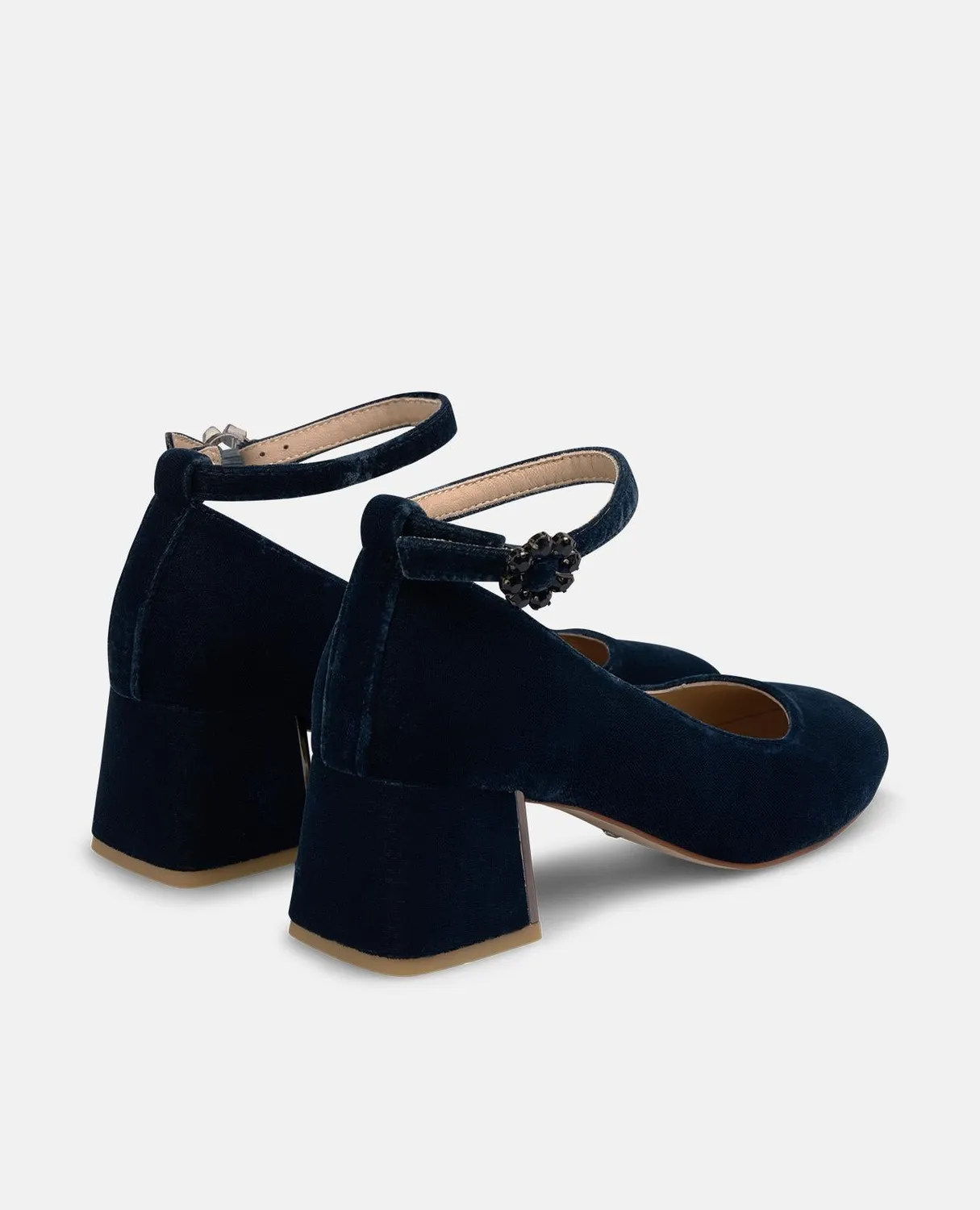 Alma en Pena I260154 escarpins velours bleu talon 5,5 cm