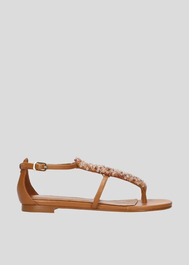 Lola Cruz Martina Flat Sandal Cuir marron