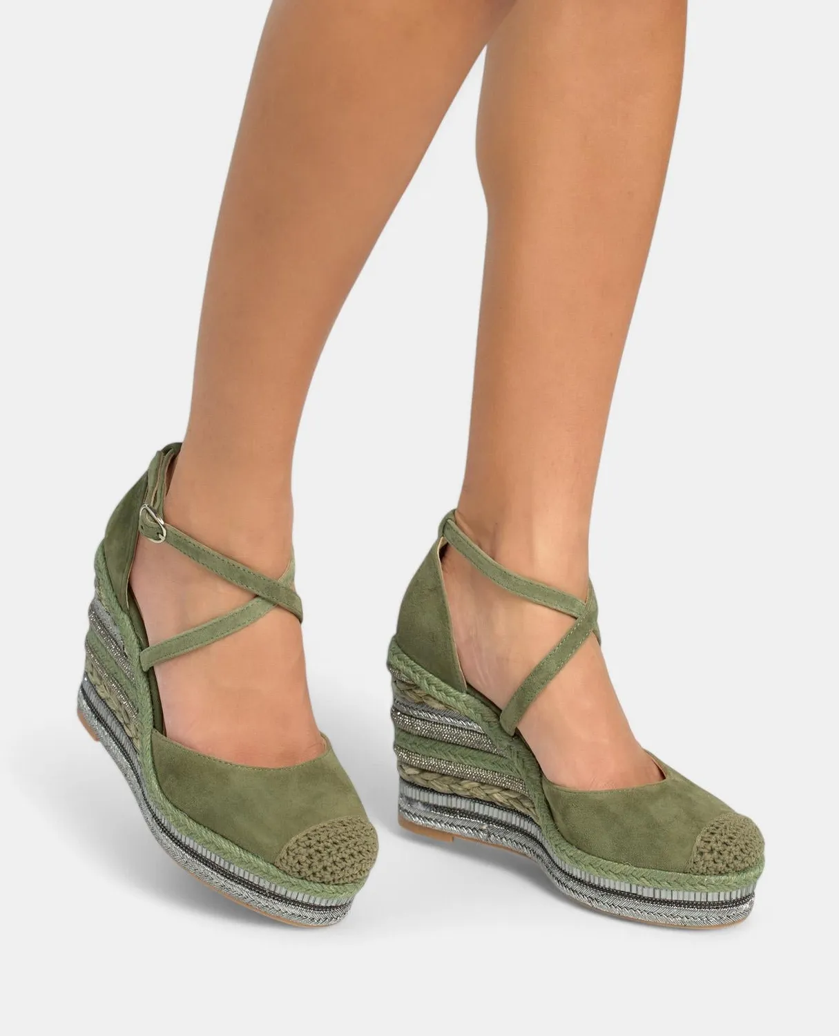 Alma en Pena V251016 compensées kaki cuir 9,8 cm