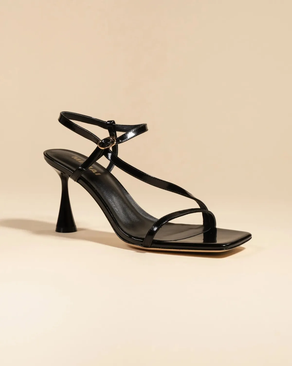 Mi/Mai Sally Black sandales cuir noir bout carré