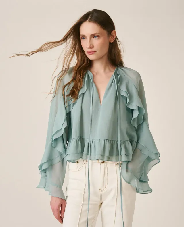 Alma en Pena V26CL0506 blouse jade volants