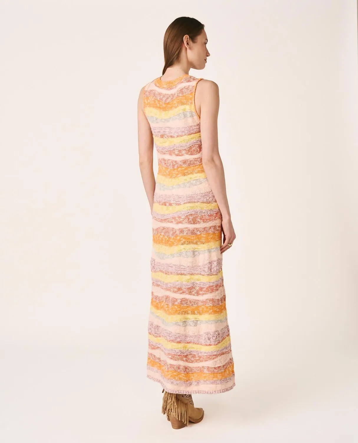 Alma en Pena V26CL0206 robe maille midi orange