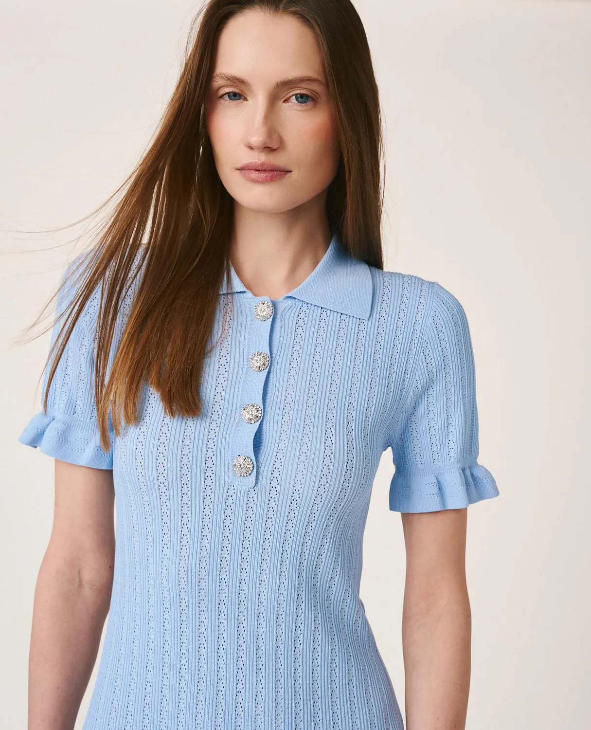 Alma En Pena V26CL0209 robe midi bleu ciel boutons