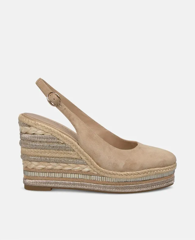 Alma en Pena V251018 compensées cuir sable talon 9,8 cm