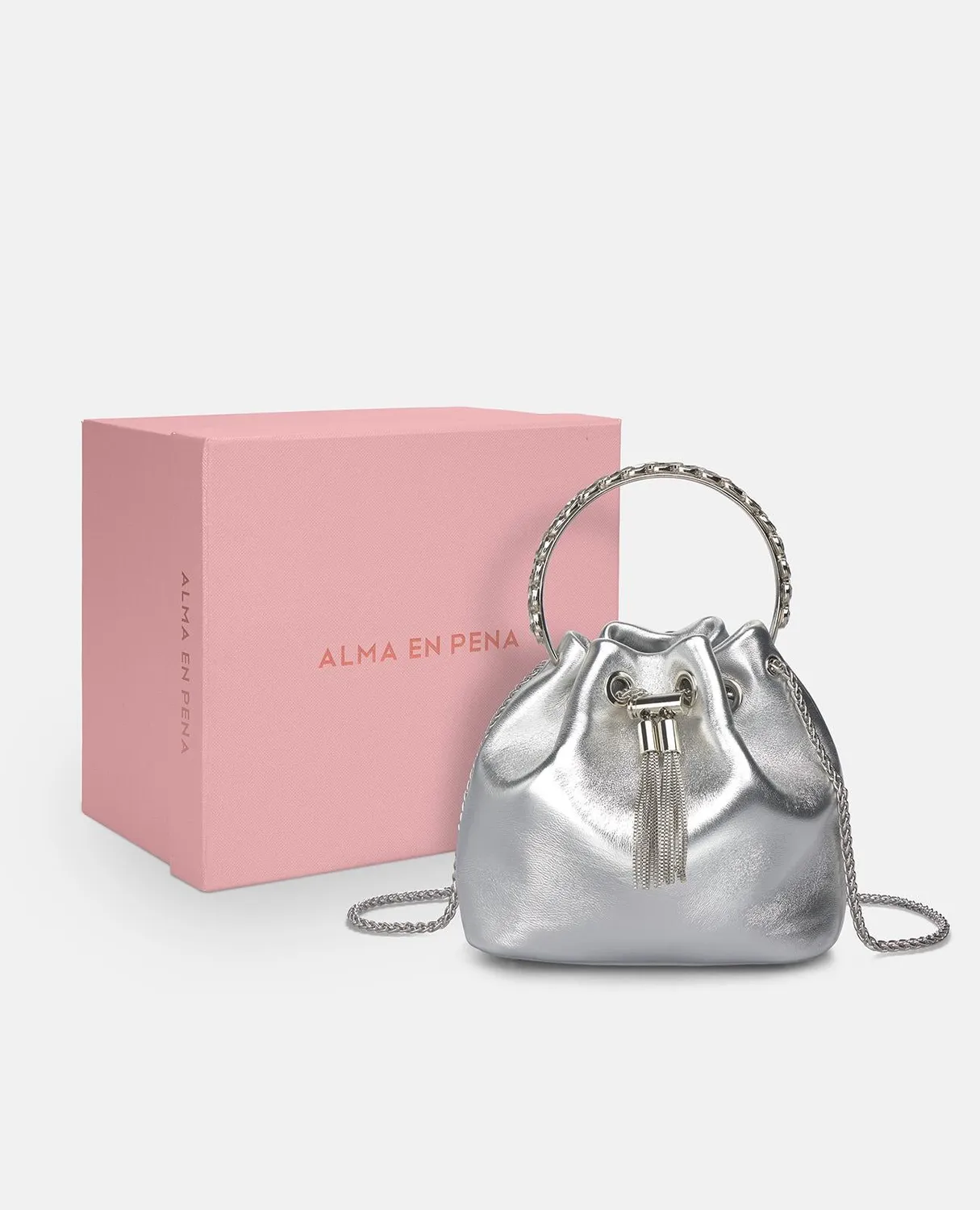 Alma en Pena V25BG6100 sac argenté anse strass fête