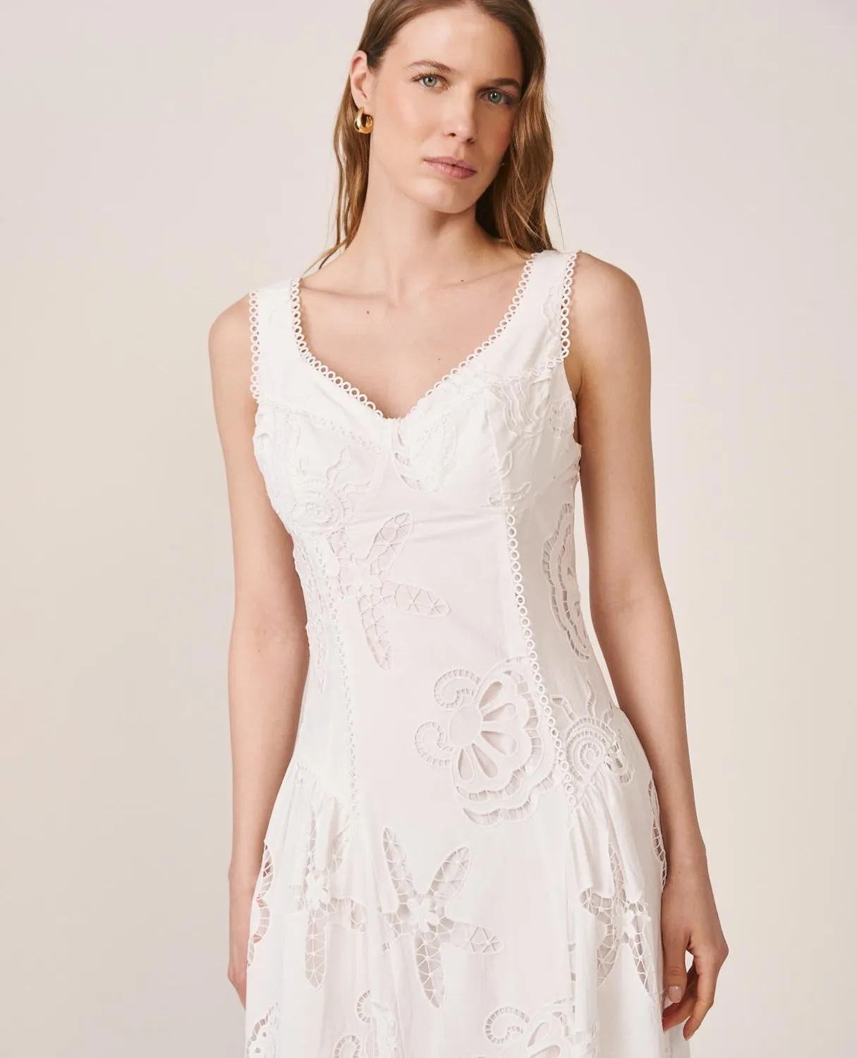 Alma en Pena V26CL0262 robe midi blanche coton