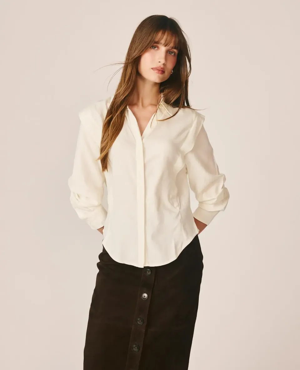 Alma en Pena I26CL0405 chemisier blanc stretch boutonné