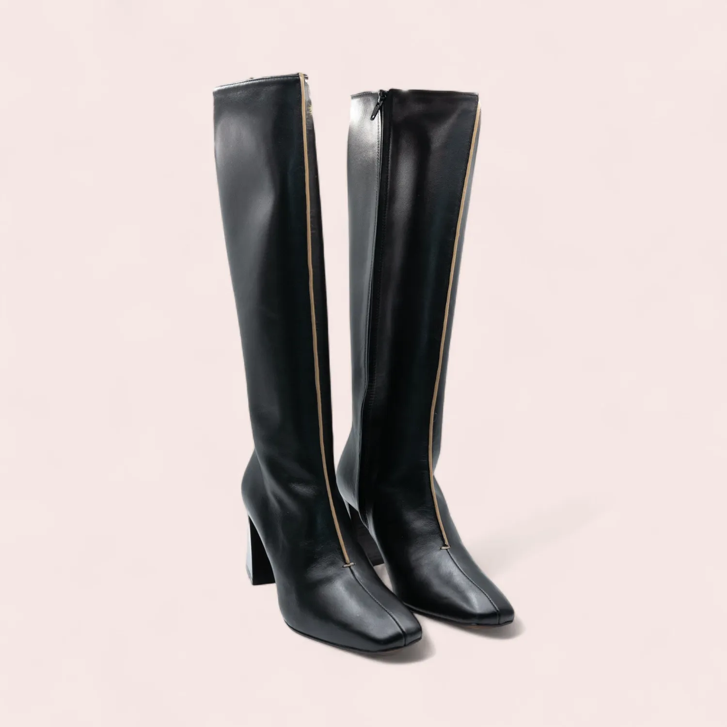 Karine Arabian Danae Botte Cuir Noir Talon 70mm