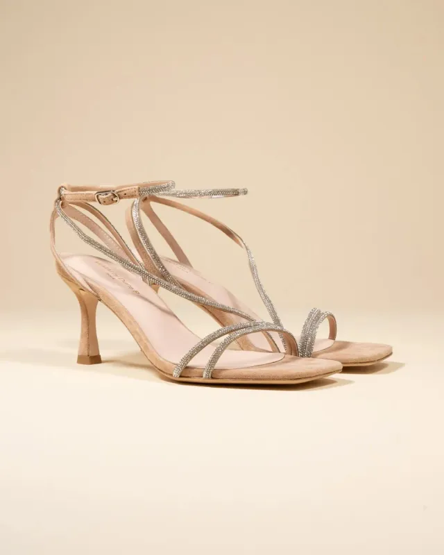Mi/Mai Capri Nude sandales talons strass nude