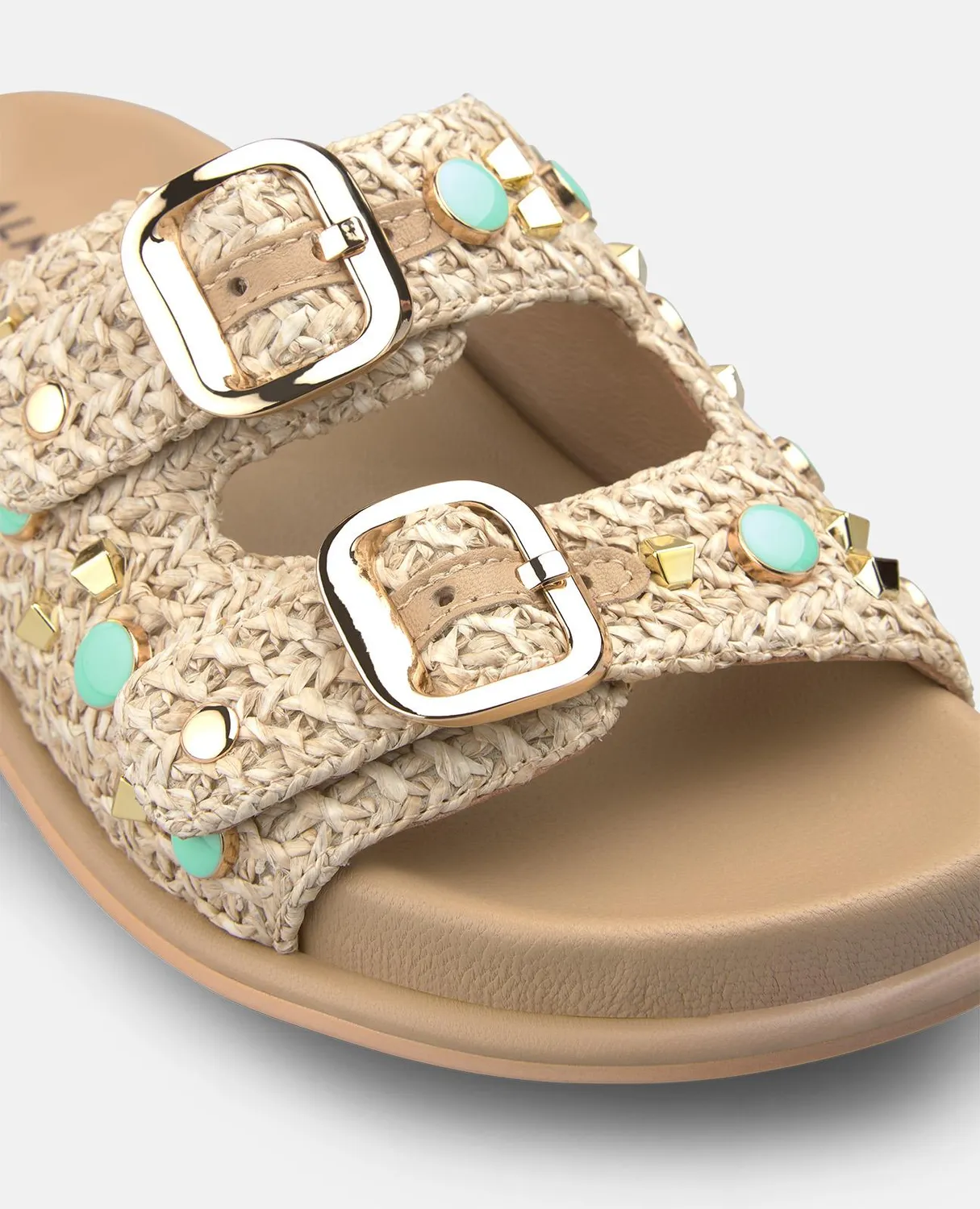 Alma en Pena V267301 sandales plates rafia beige 2 cm