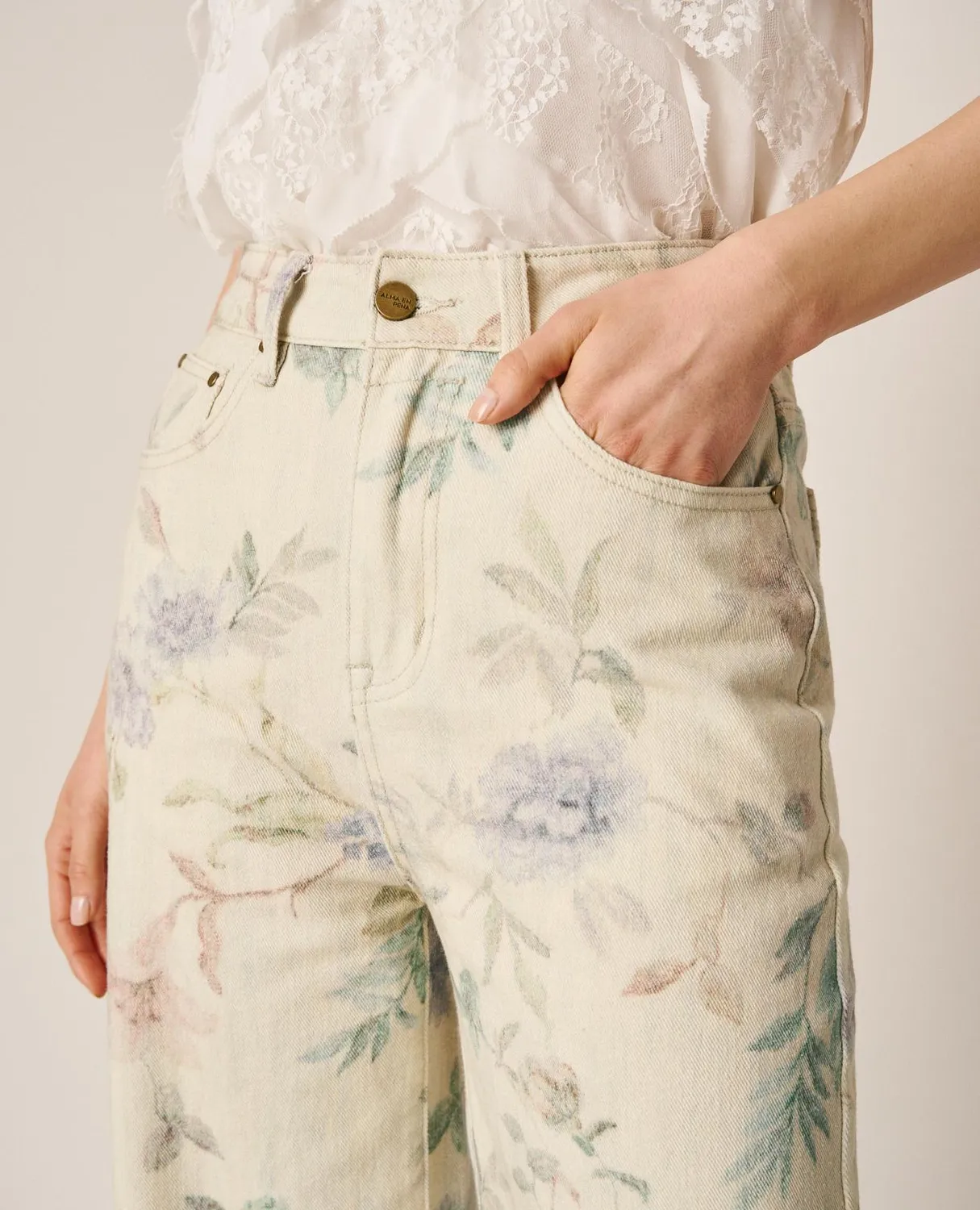 Alma en Pena V26CL1622 pantalon floral coton multicolore