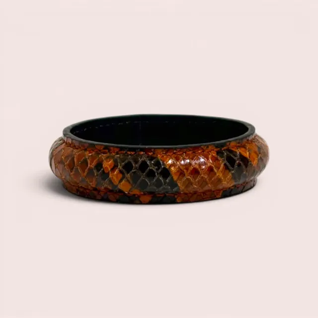 Karine Arabian JONC bracelet cuir serpent châtaigne