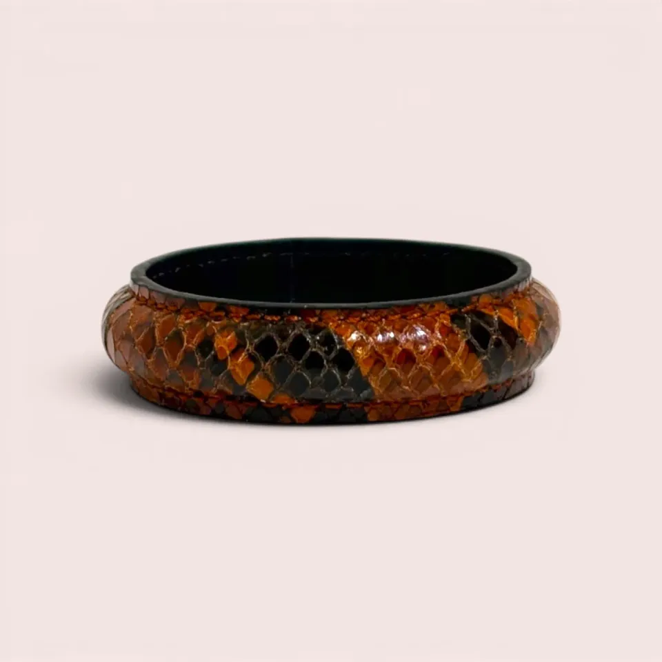 Karine Arabian JONC bracelet cuir serpent châtaigne