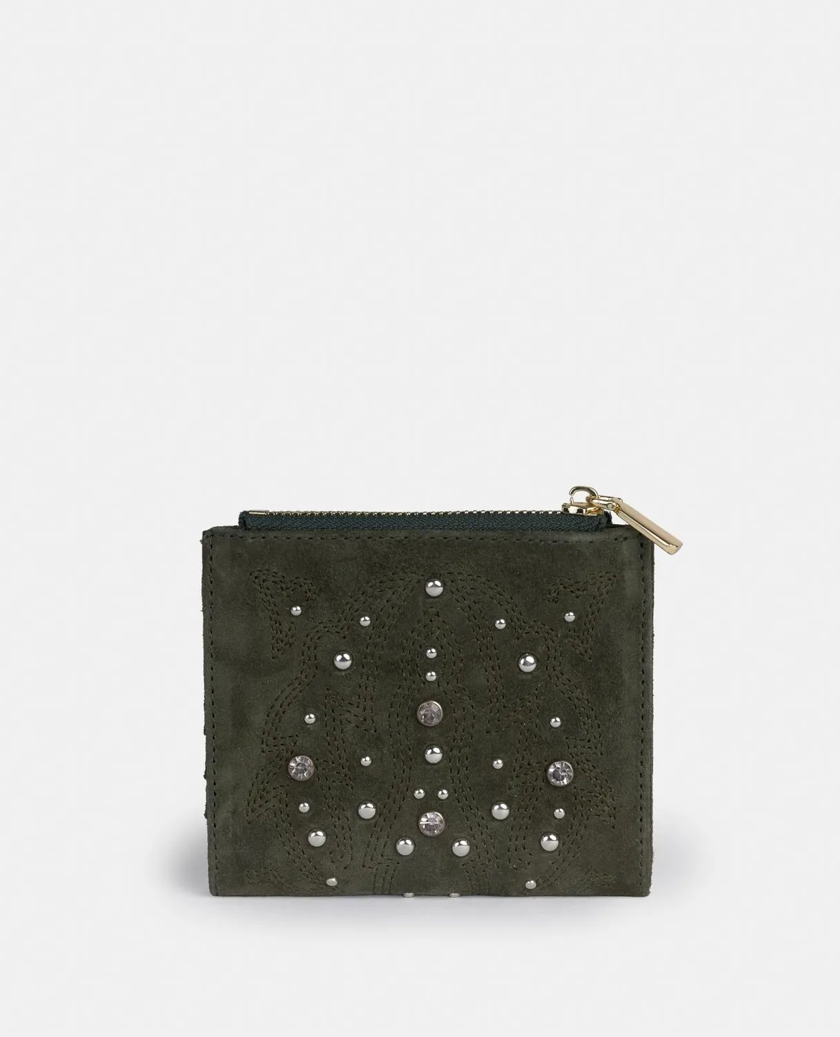 Alma en Pena I25CA301 portefeuille cuir kaki strass