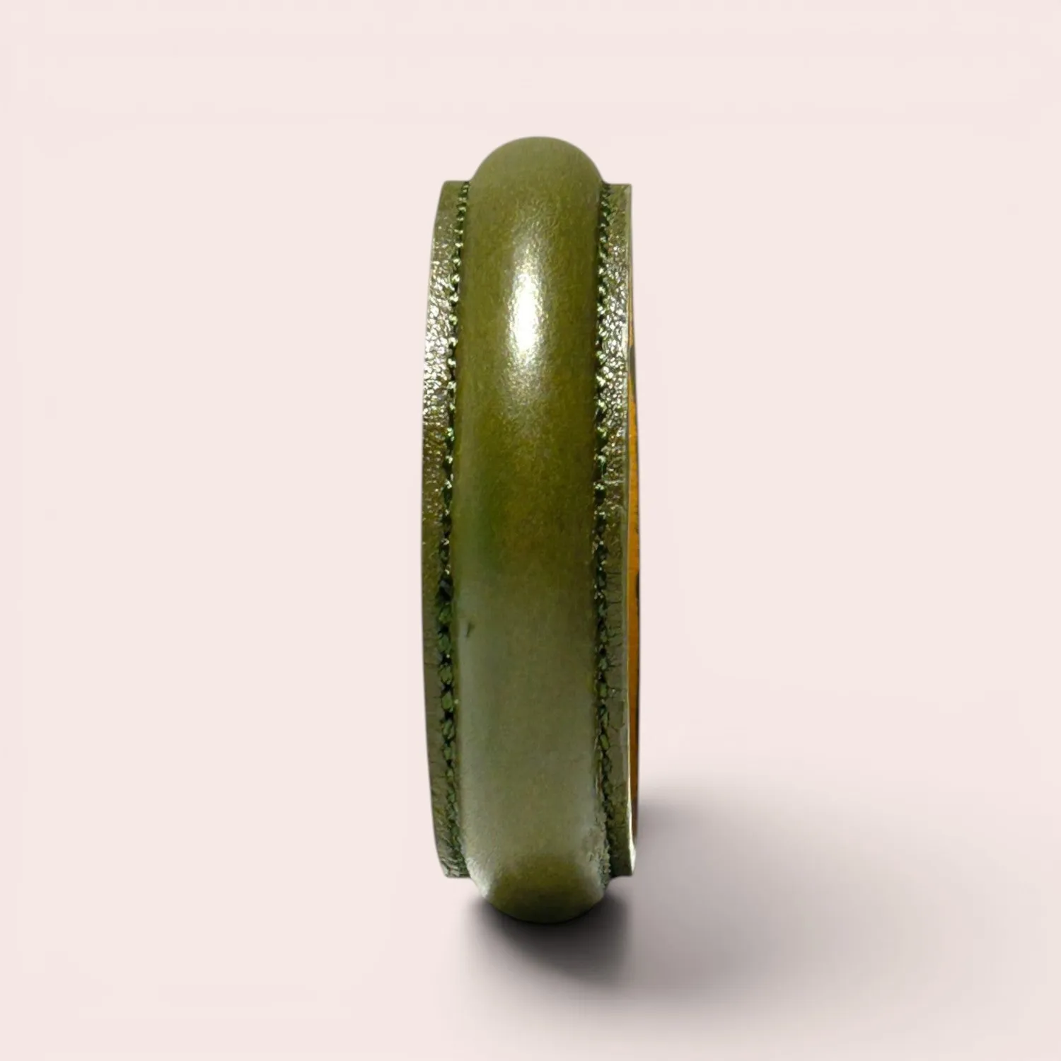 Karine Arabian Jonc bracelet cuir kaki taille unique