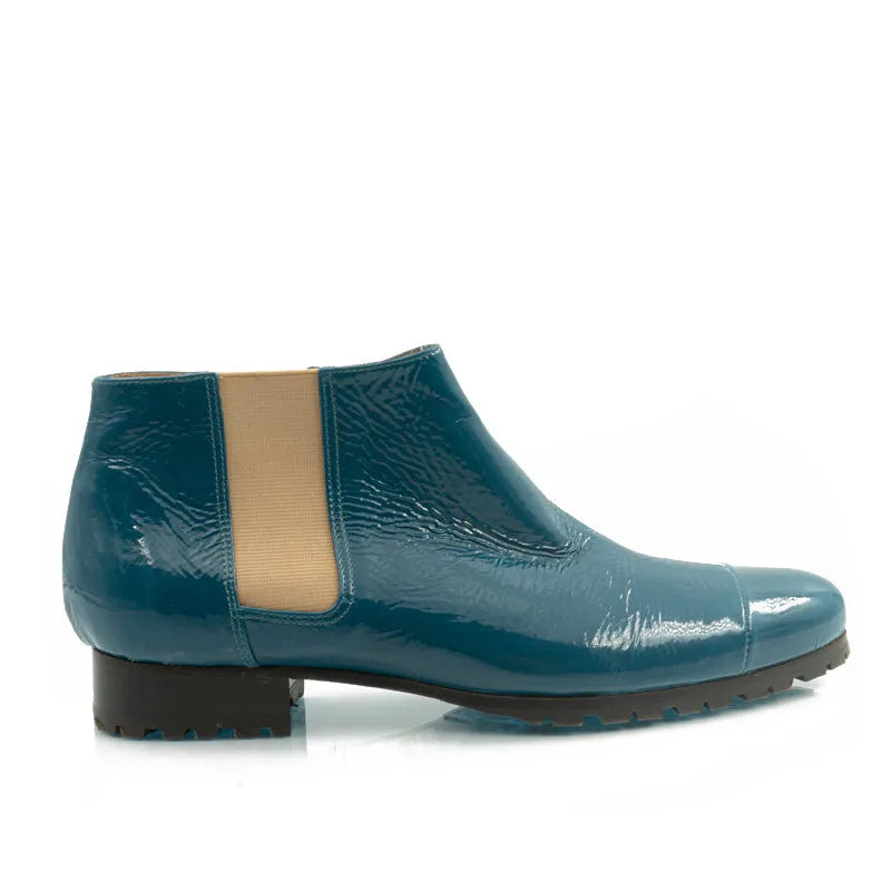 Bégum Paris Lucrèce Vogue boots bleu canard vernis