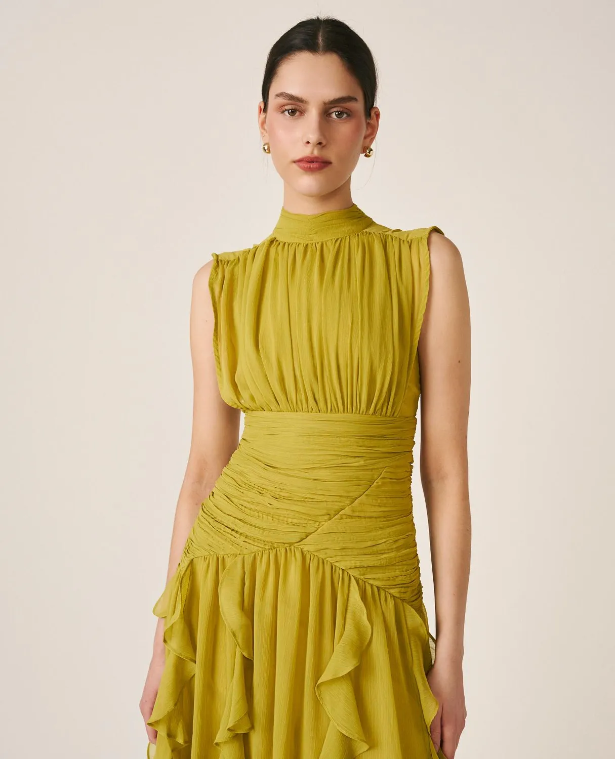 Alma en Pena V26CL0241 robe longue olive volants