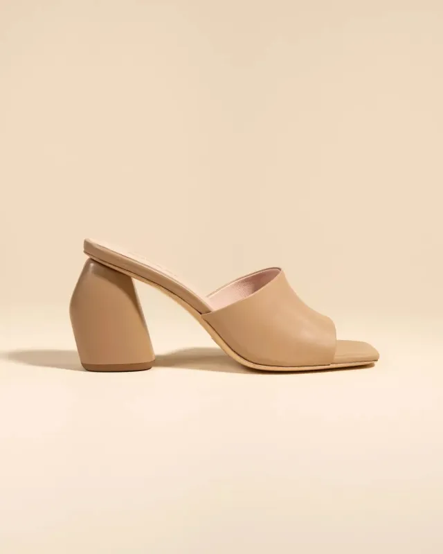 Mi/Mai Gemma High Nude mules cuir beige 8 cm