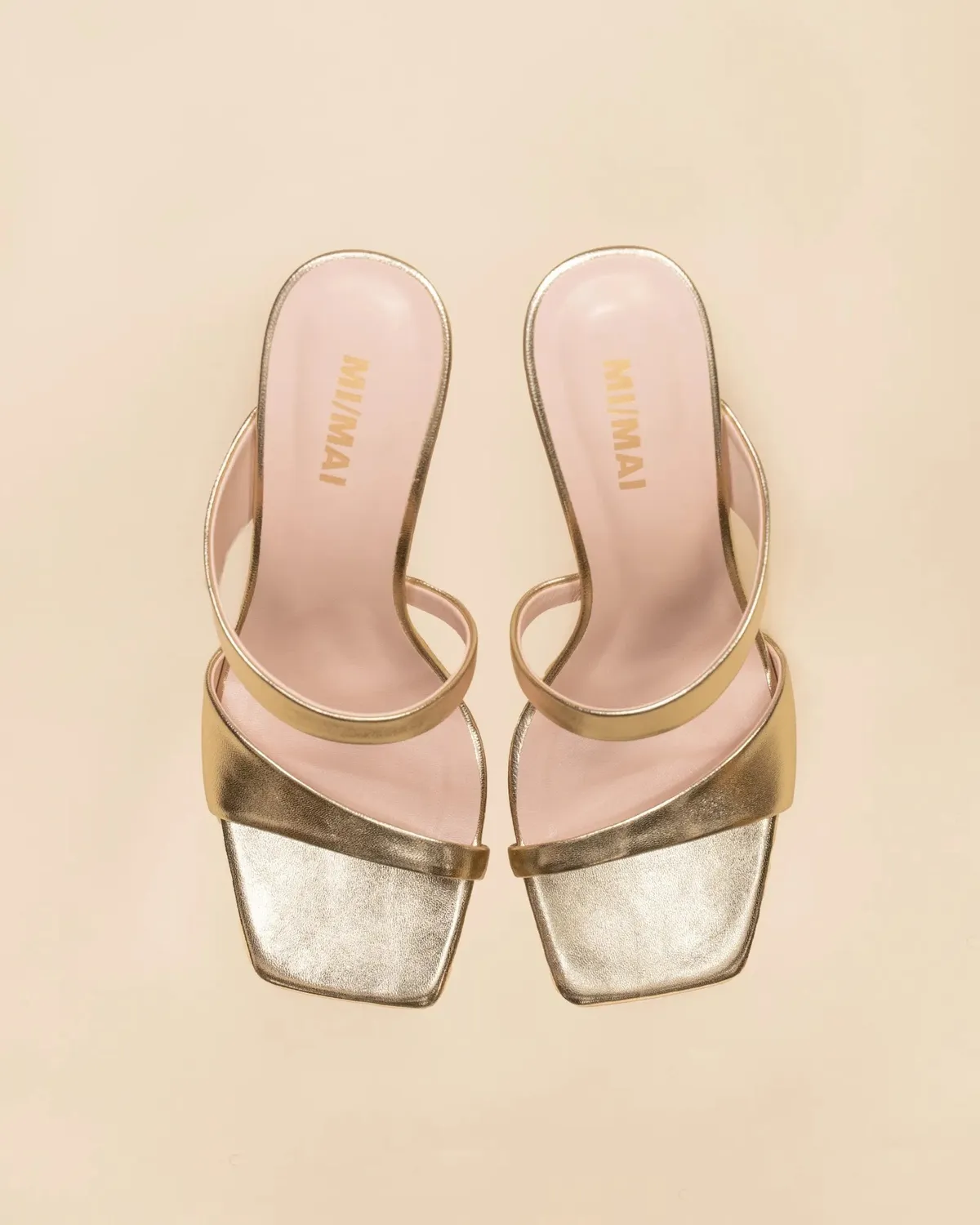 Mi/Mai Tara Gold Nappa sandales talon sculpté doré