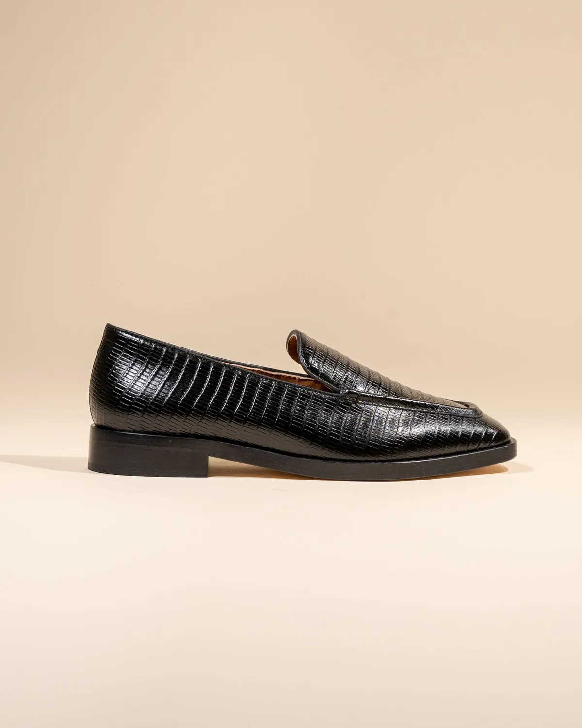 Mi/Mai Aalto Black Lizard mocassins cuir lézard noir