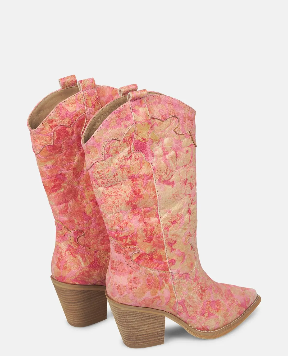 Alma en Pena V250131 bottes corail brodées talon 8 cm
