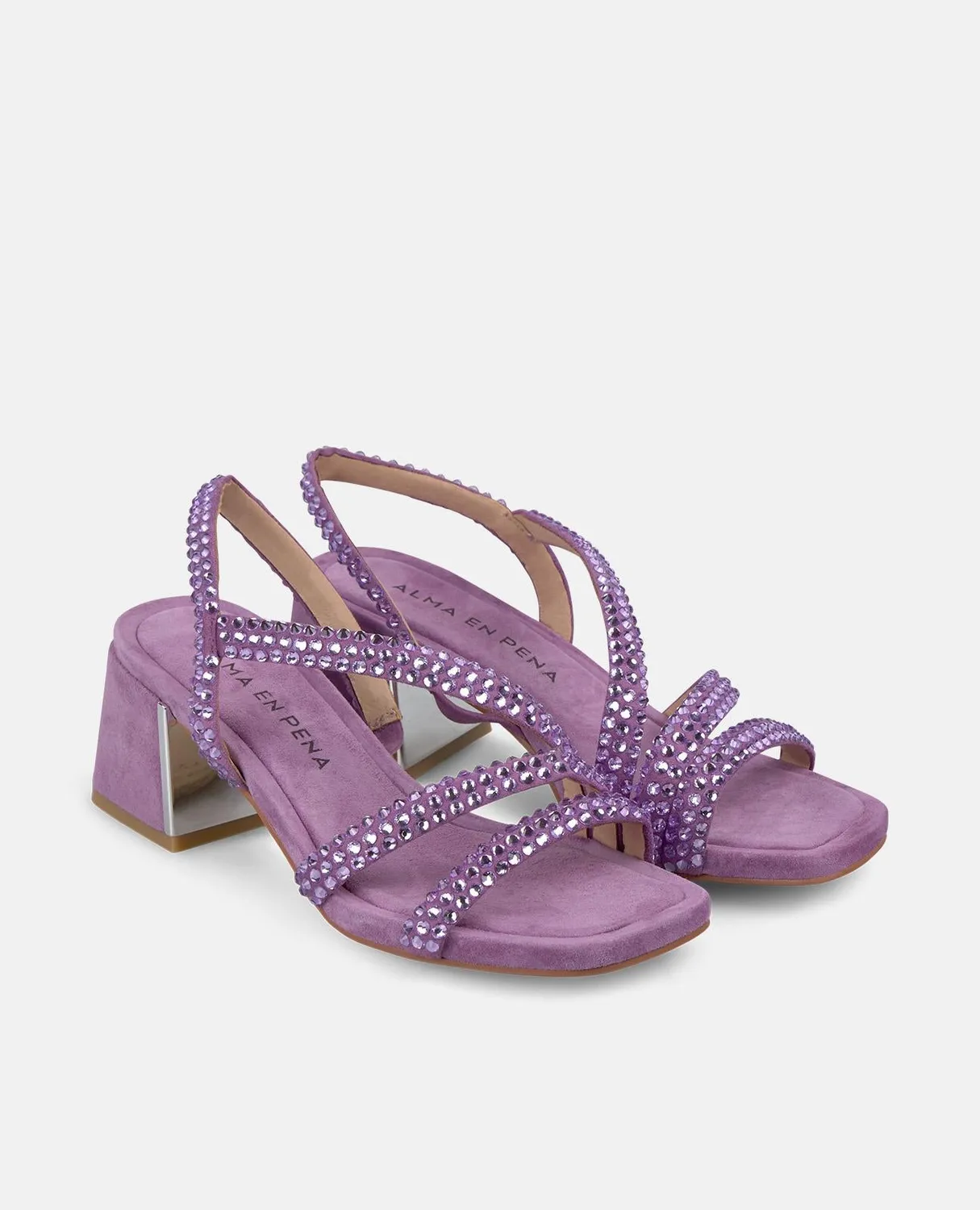Alma en Pena V2550973 sandales talon textile violet 6 cm