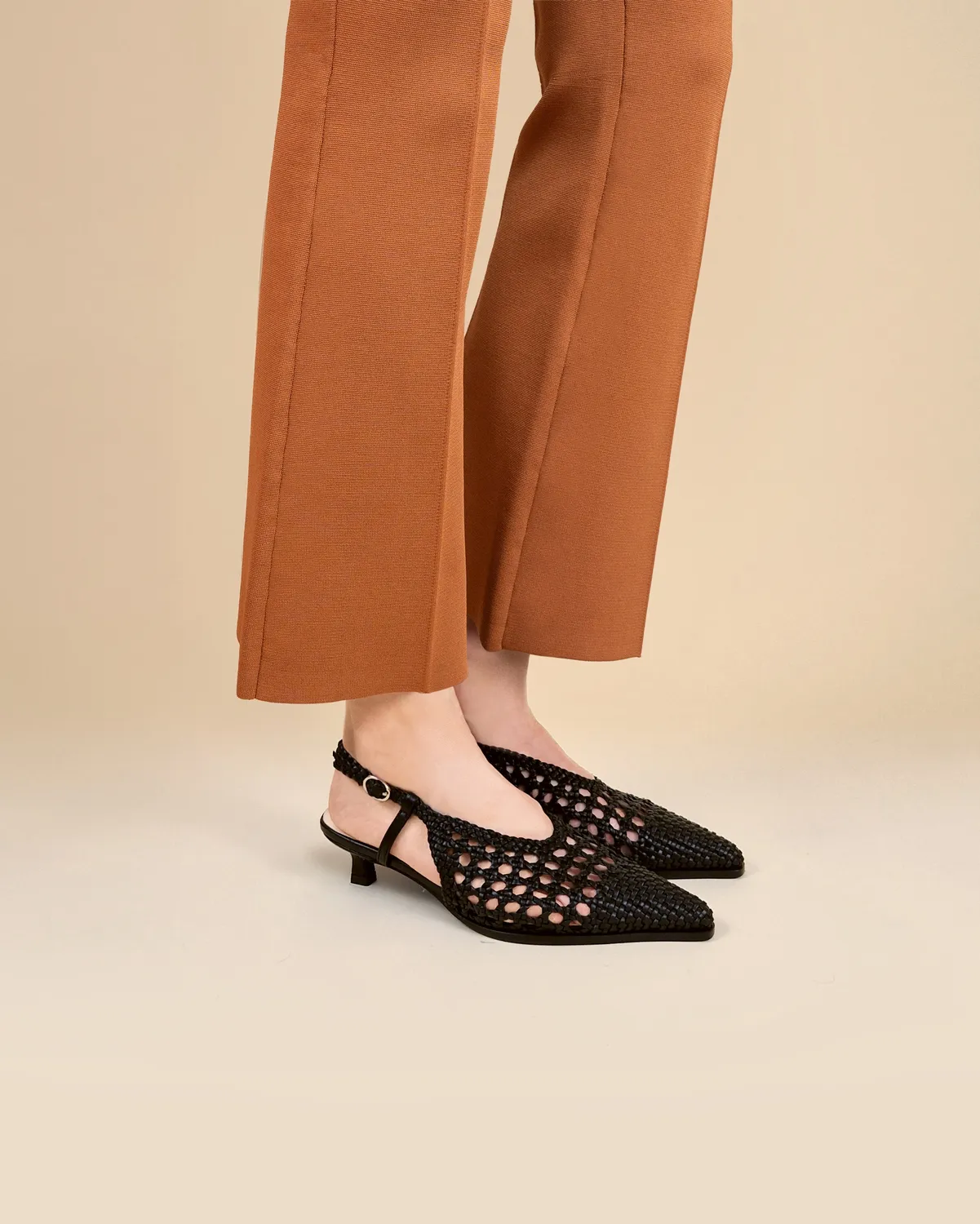 Mi/Mai Marina Woven Black escarpins tressés talon 4cm