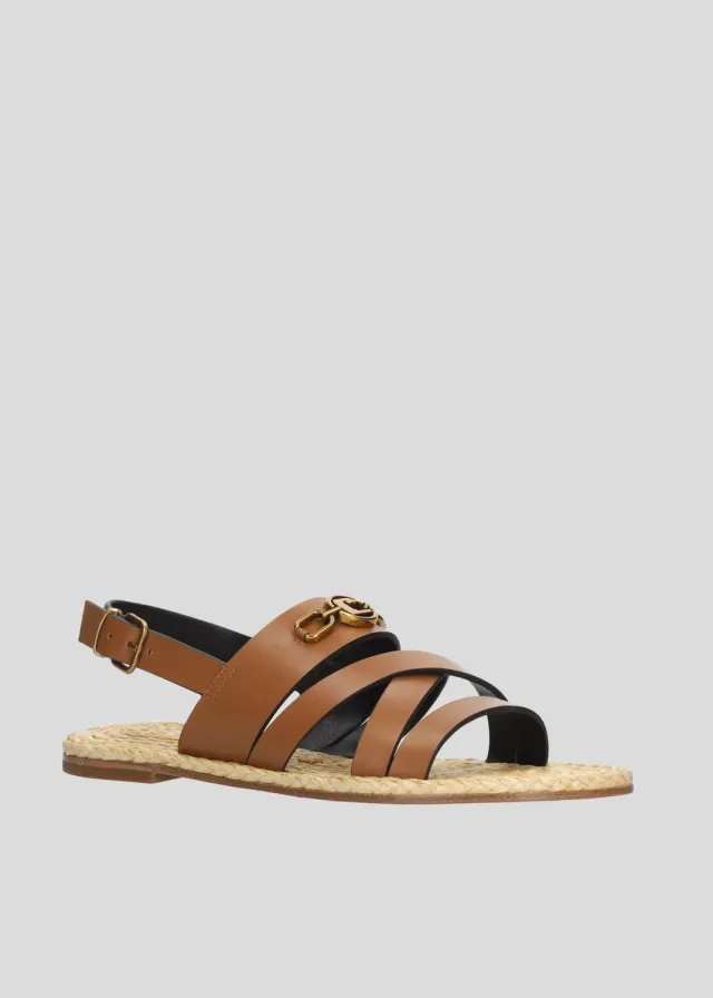 Lola Cruz Lydia sandales plates cuir camel