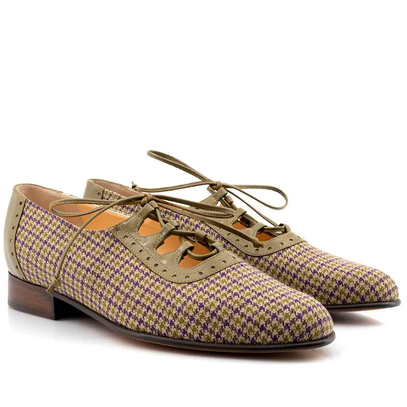 Bégum Paris Loch Ness derbys jaune tweed cuir