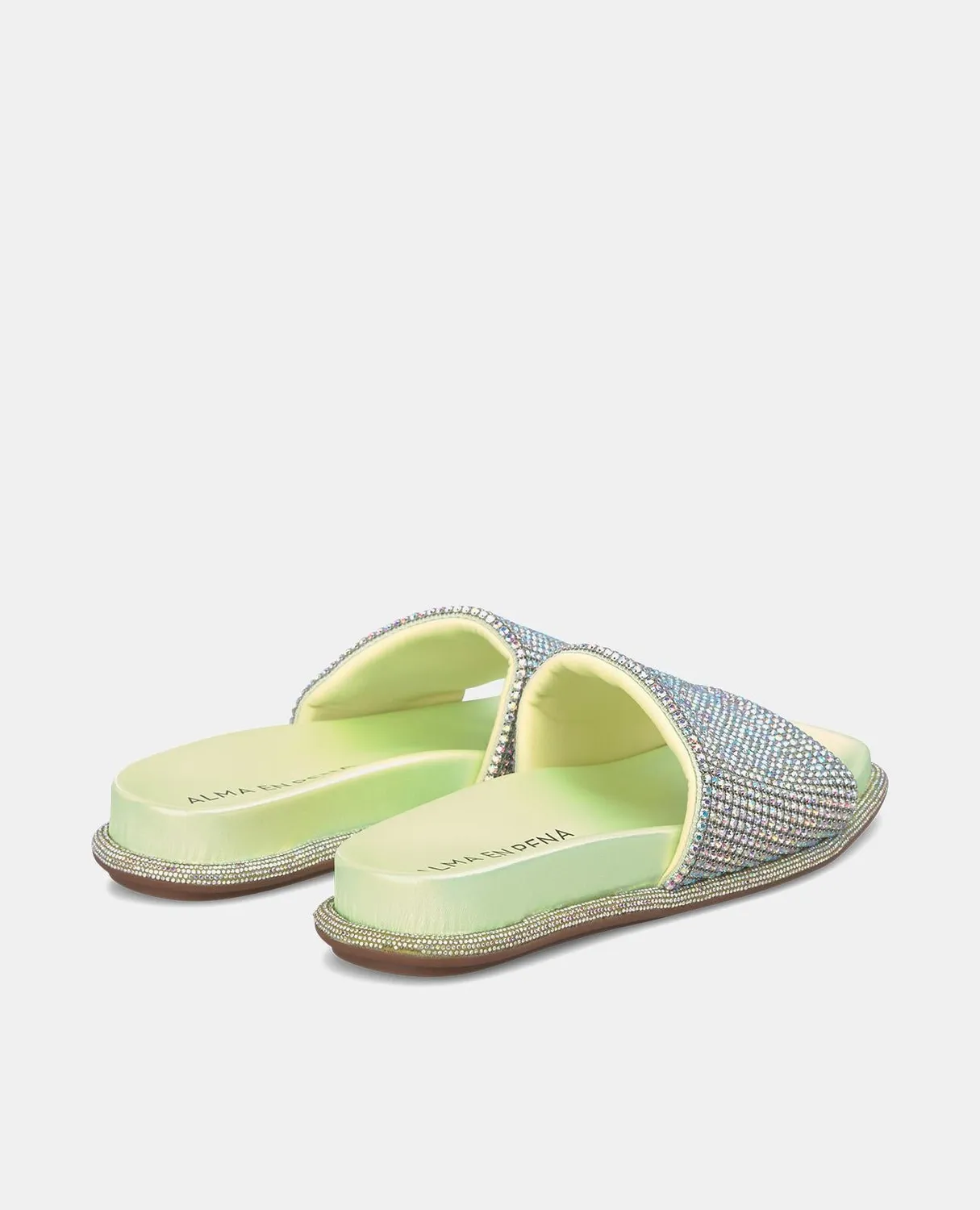 Alma en Pena V240880 sandales vertes plates strass