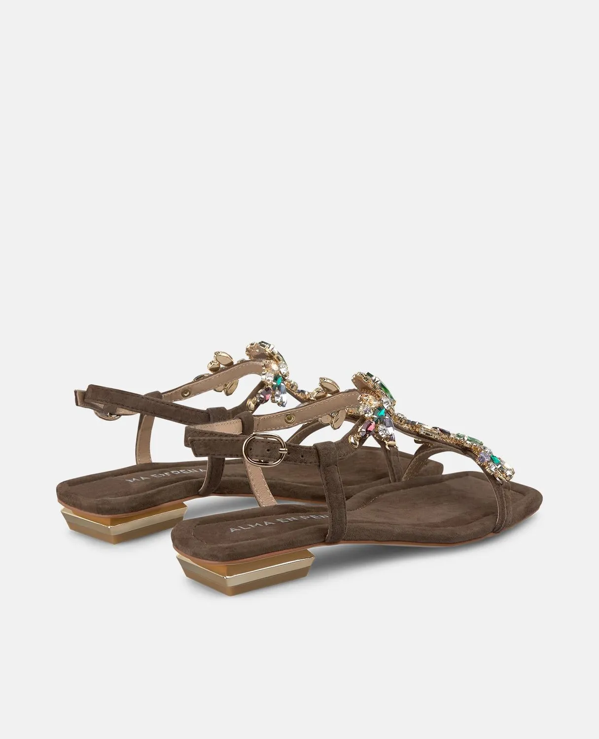 Alma en Pena V268600 sandales plates marron strass
