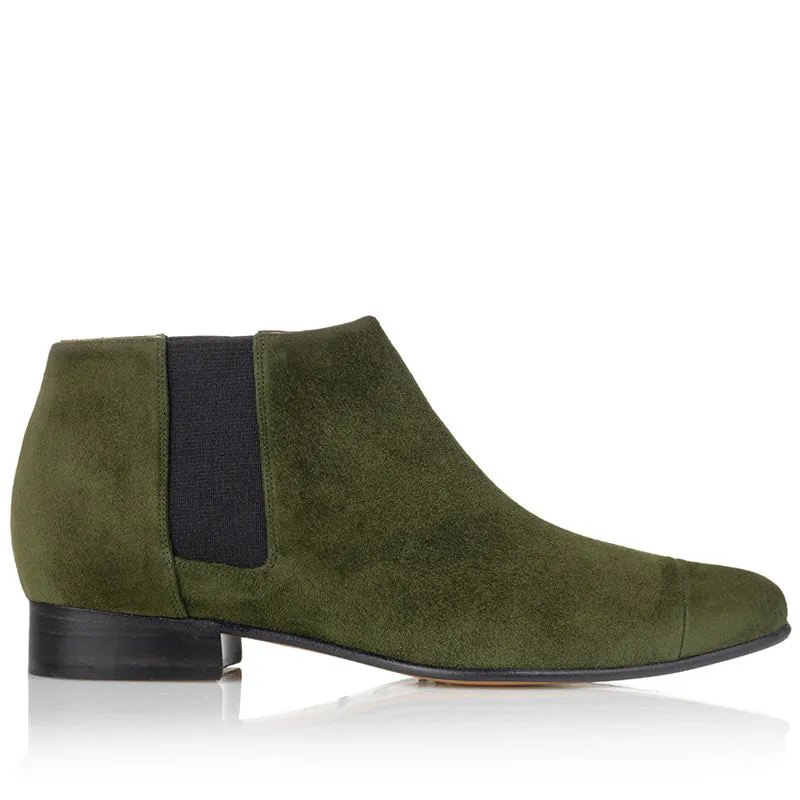 Bégum Paris Lucrèce bottines olive cuir talon 2 cm