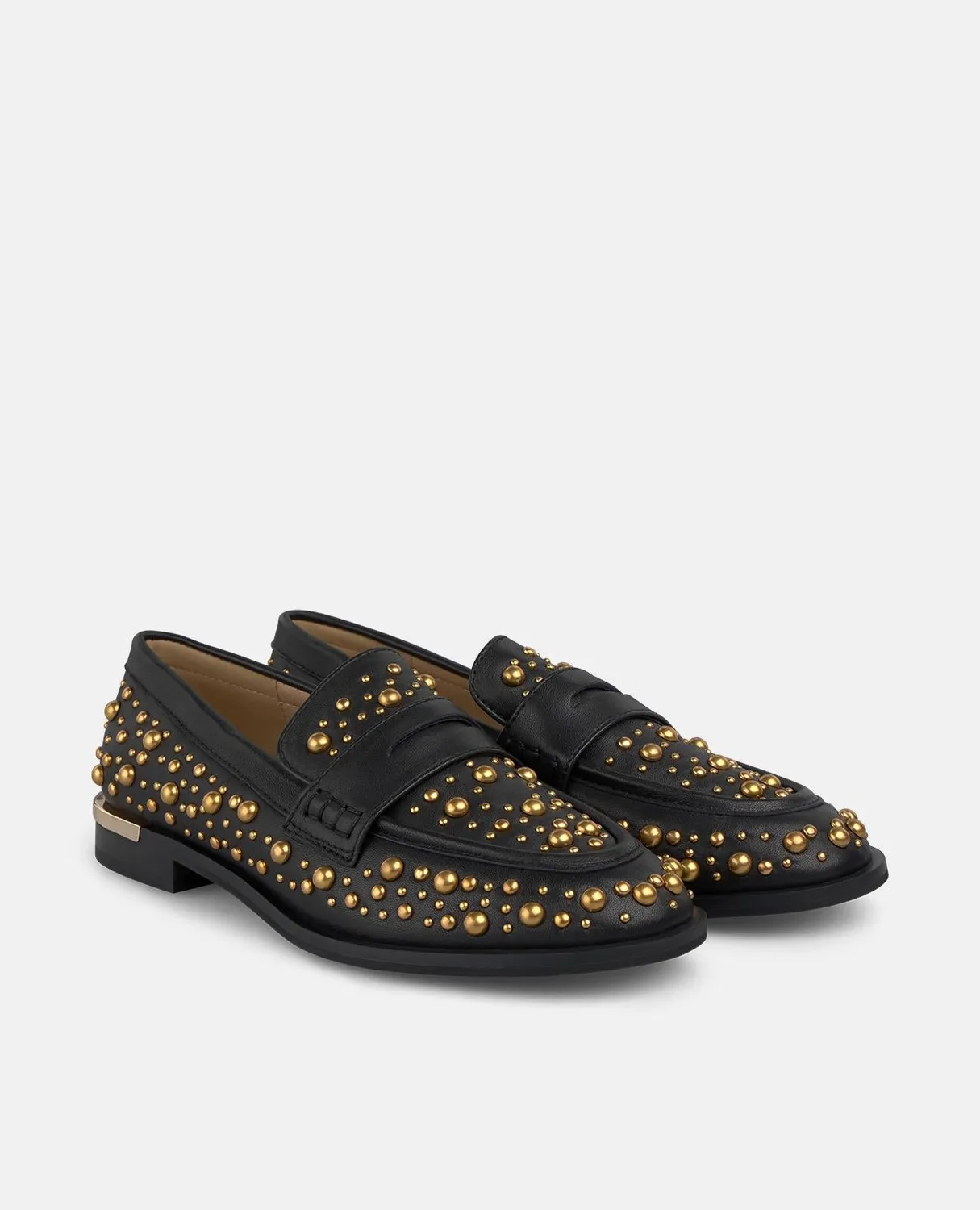 Alma en Pena I250200 mocassins noir cuir clous strass 2,5 cm