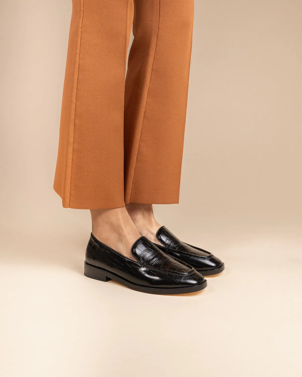 Mi/Mai Aalto Black Croc mocassins cuir noir croco