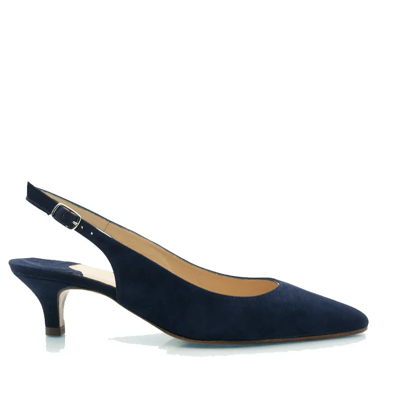 Bégum Paris Volant escarpins bleu marine petit talon