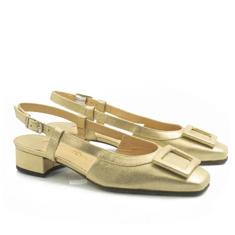 Bégum Paris Lee mules doré bout carré 2 cm