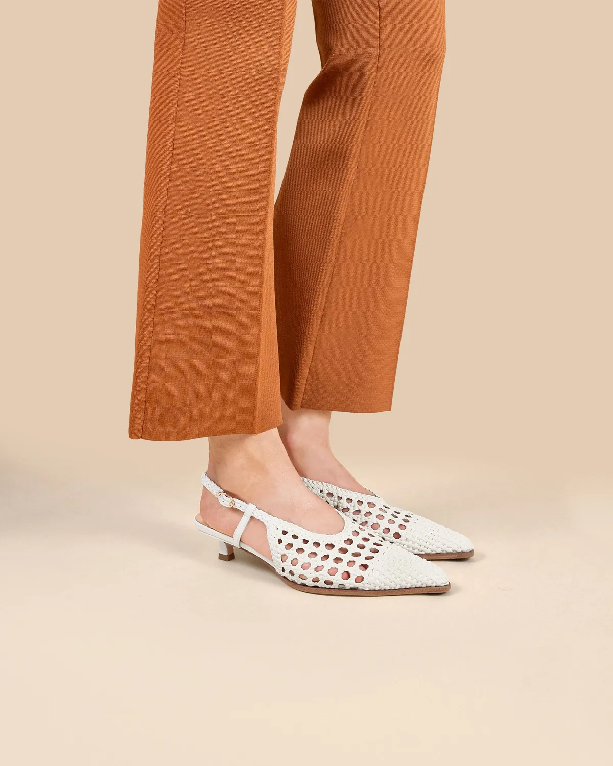 Mi/Mai Marina Woven White escarpins blancs tressés 4 cm