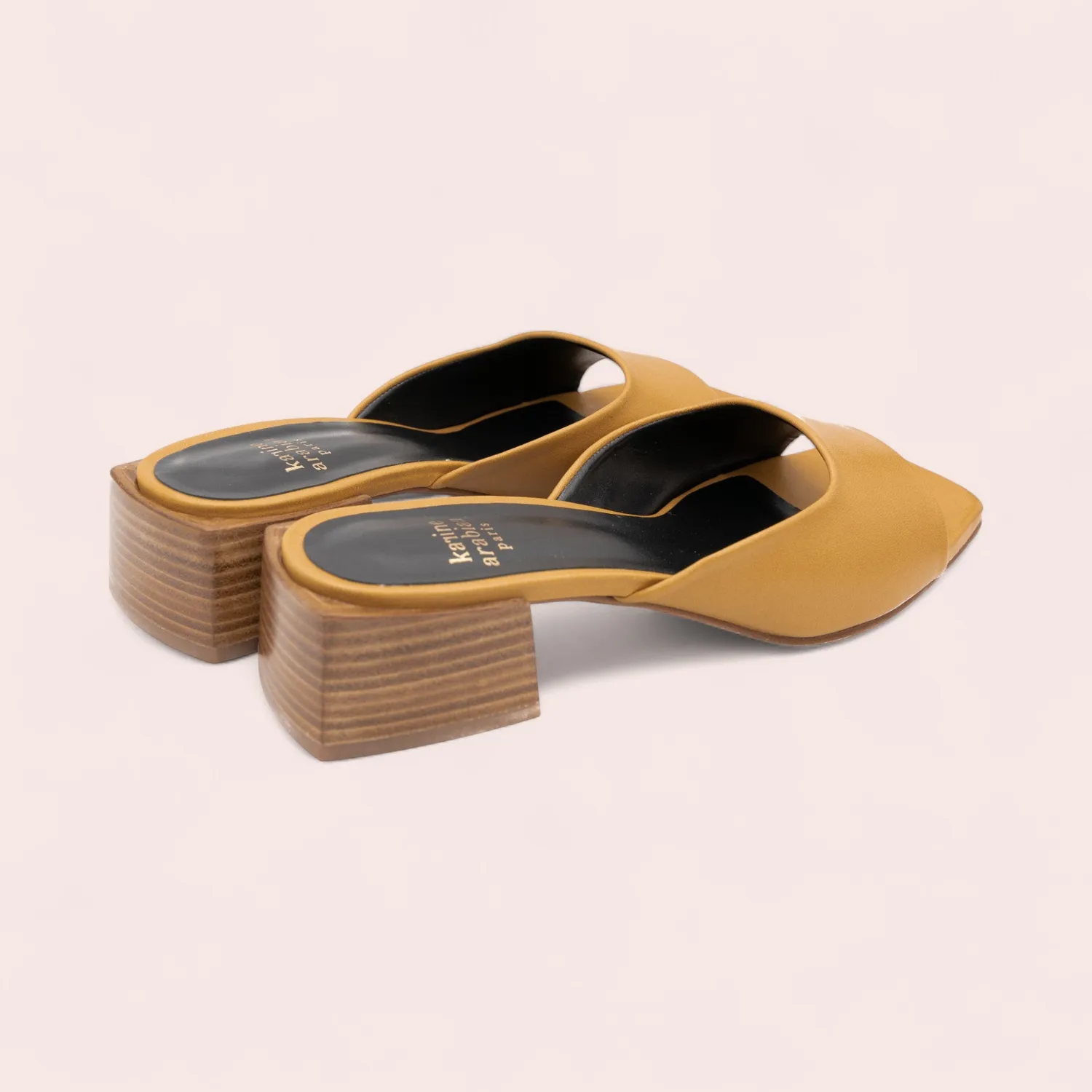 Karine Arabian ANTALYA mule cuir jaune or talon 50 mm
