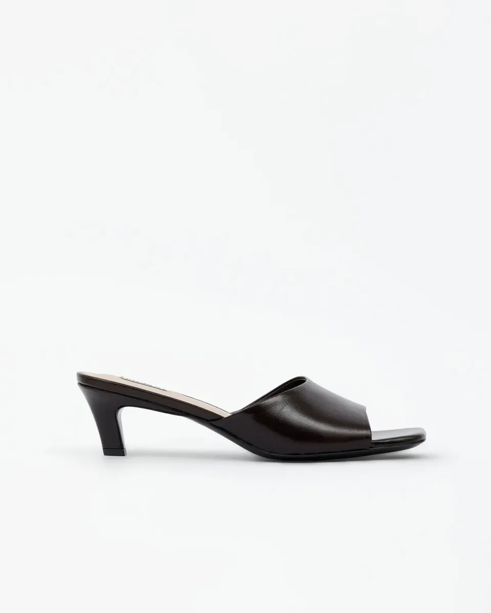 Mi/Mai Liz Burgundy mules cuir bordeaux talon bas