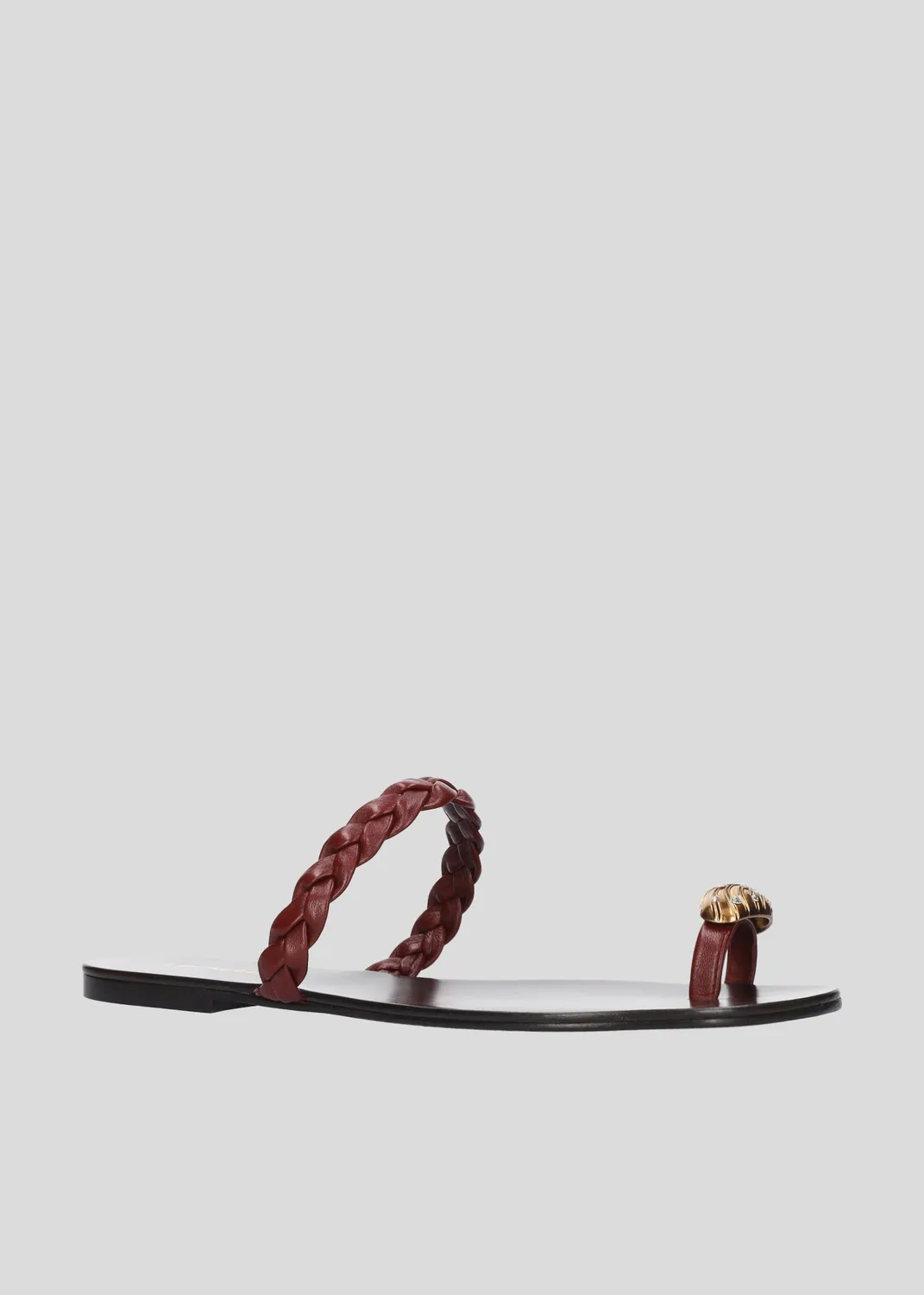 Lola Cruz Mona sandales plates bordeaux cuir