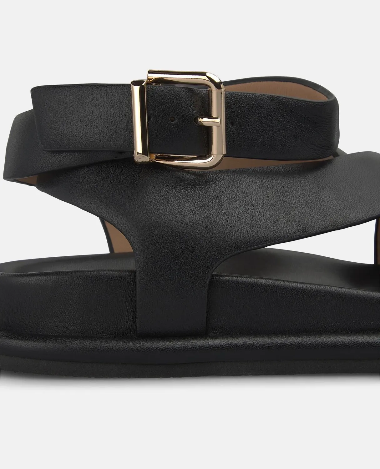 Alma en Pena V267003 sandale plate cuir noir cheville 2 cm