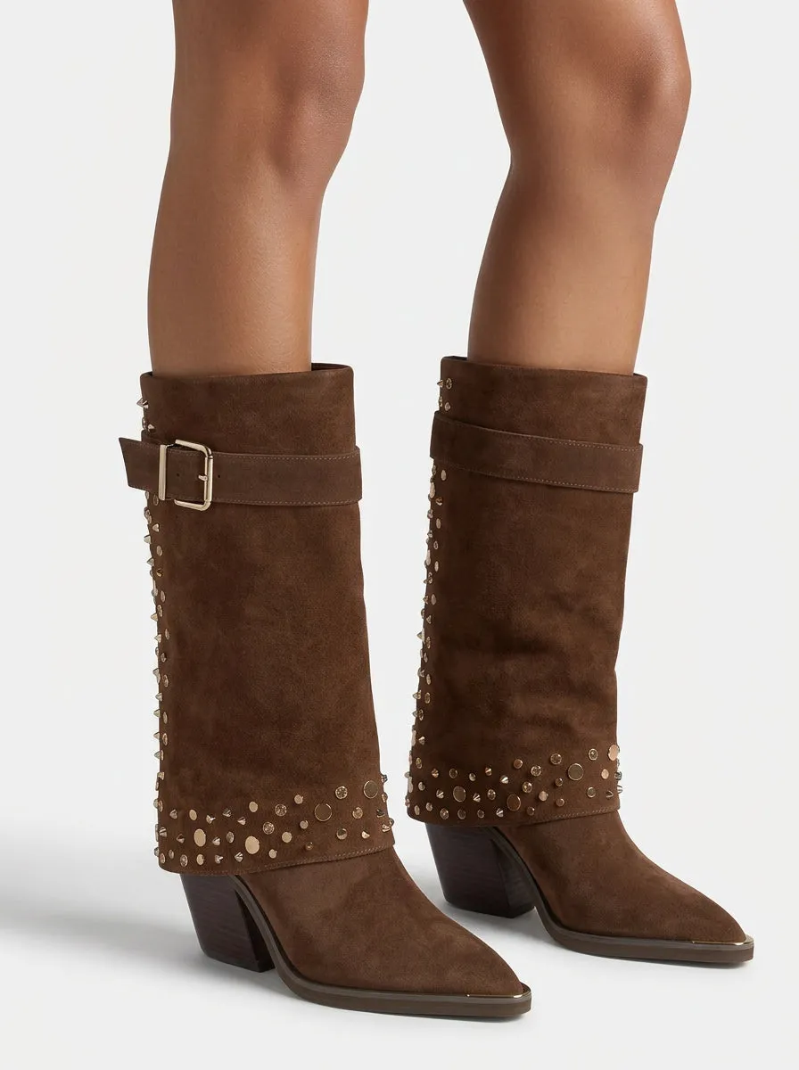 Alma en Pena I260724 bottes camel daim 8 cm