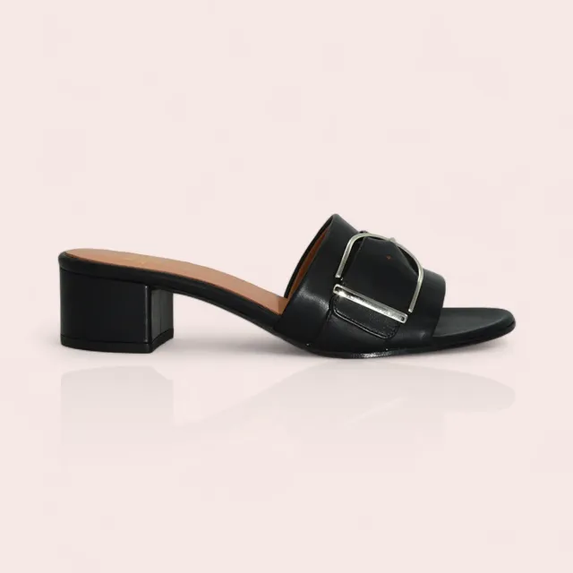 Karine Arabian Brigitte mule cuir noir talon 50 mm