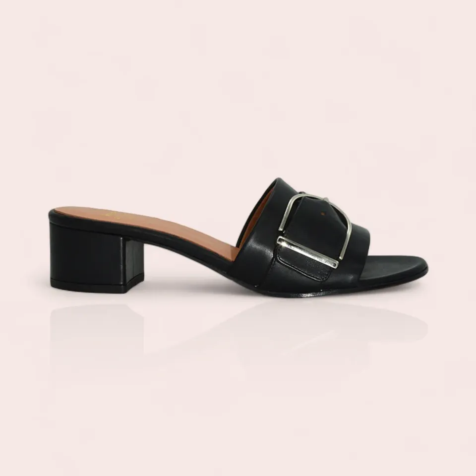 Karine Arabian Brigitte mule cuir noir talon 50 mm