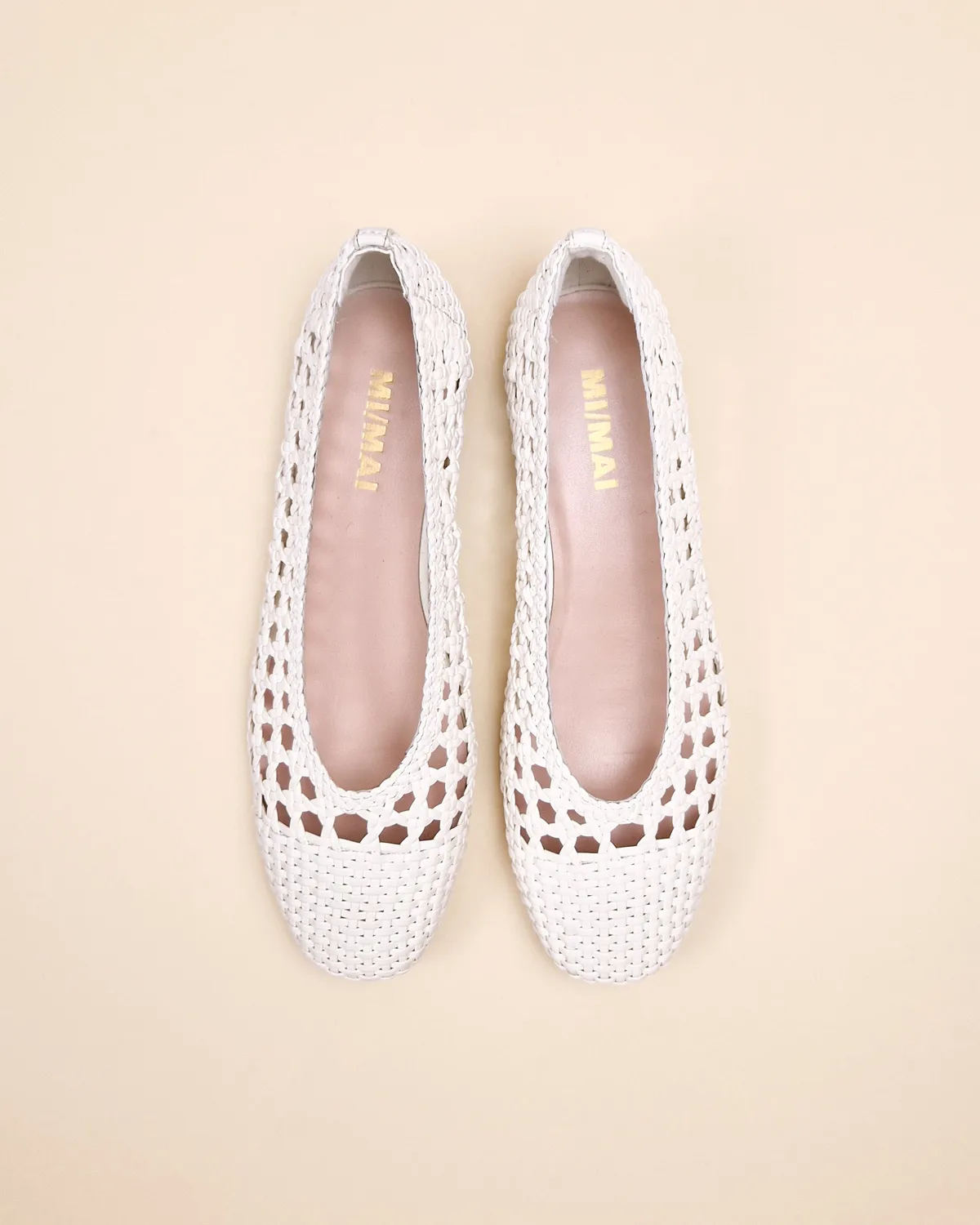 Mi/Mai Aria White ballerines similicuir tressé blanc