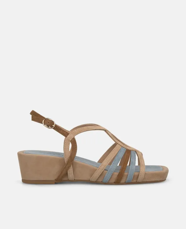 Alma en Pena V267703 sandales compensées combi jeans bleu