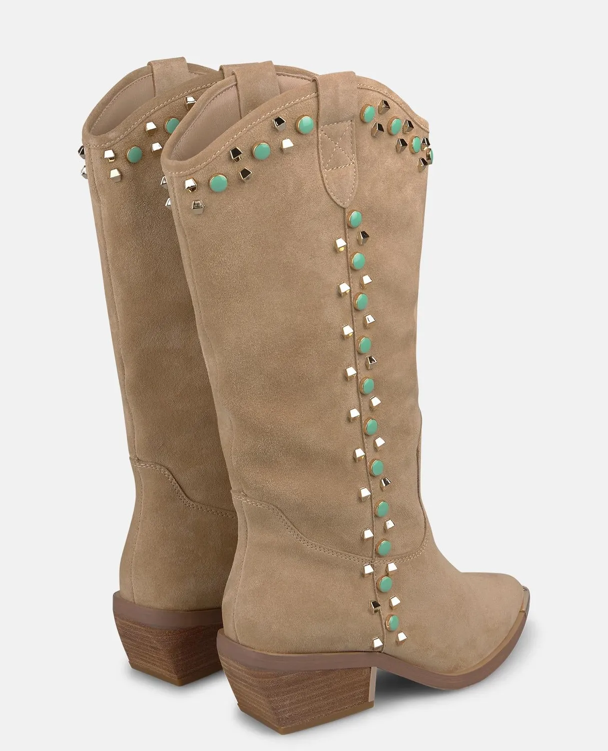 Alma en Pena I260557 bottes cowboy sable clous strass