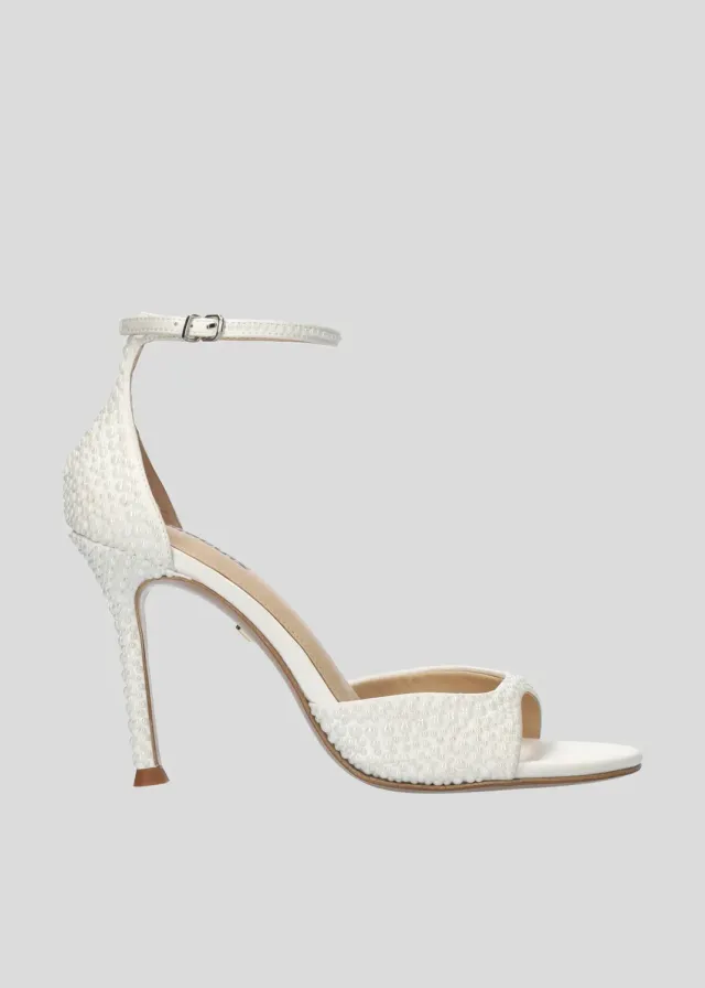 Lola Cruz Kumala sandales à talon blanc talon moyen