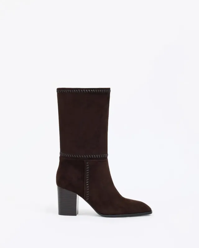 Mi/Mai Colette Chocolate bottines daim chocolat talon bloc